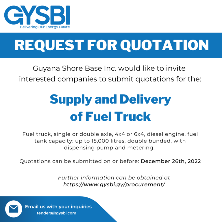 Supply And Delivery Of Fuel Truck – CLOSED – GYSBI