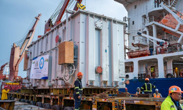 Guyana sees historic arrival of 16 transformers and 244 accessories for GTE and GPL projects    – heaviest cargo ever handled in Guyana’s history.